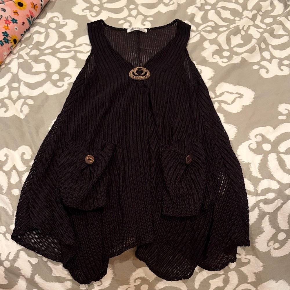 Elegant Black Knit Swim Coverup